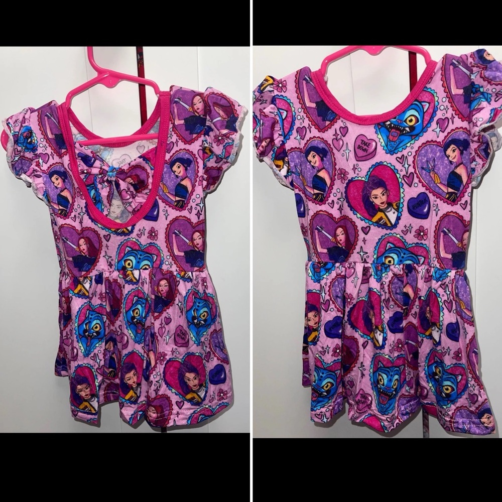 BAMBOO Kids Dress with Purple and Pink Design